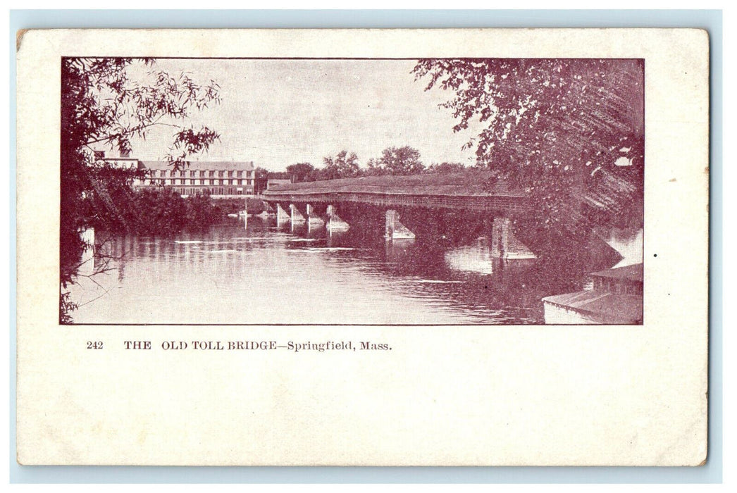 c1905s Old Toll Bridge View, Springfield Massachusetts MA Unposted Postcard