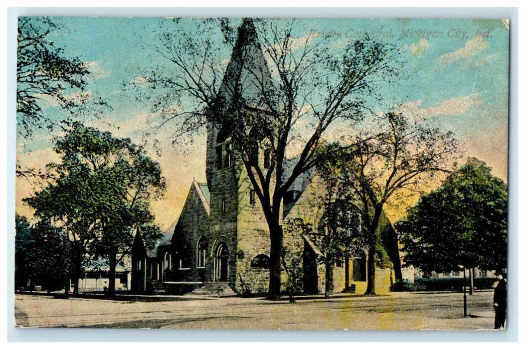 1911 Trinity Cathedral, Michigan City, Indiana IN Posted Postcard