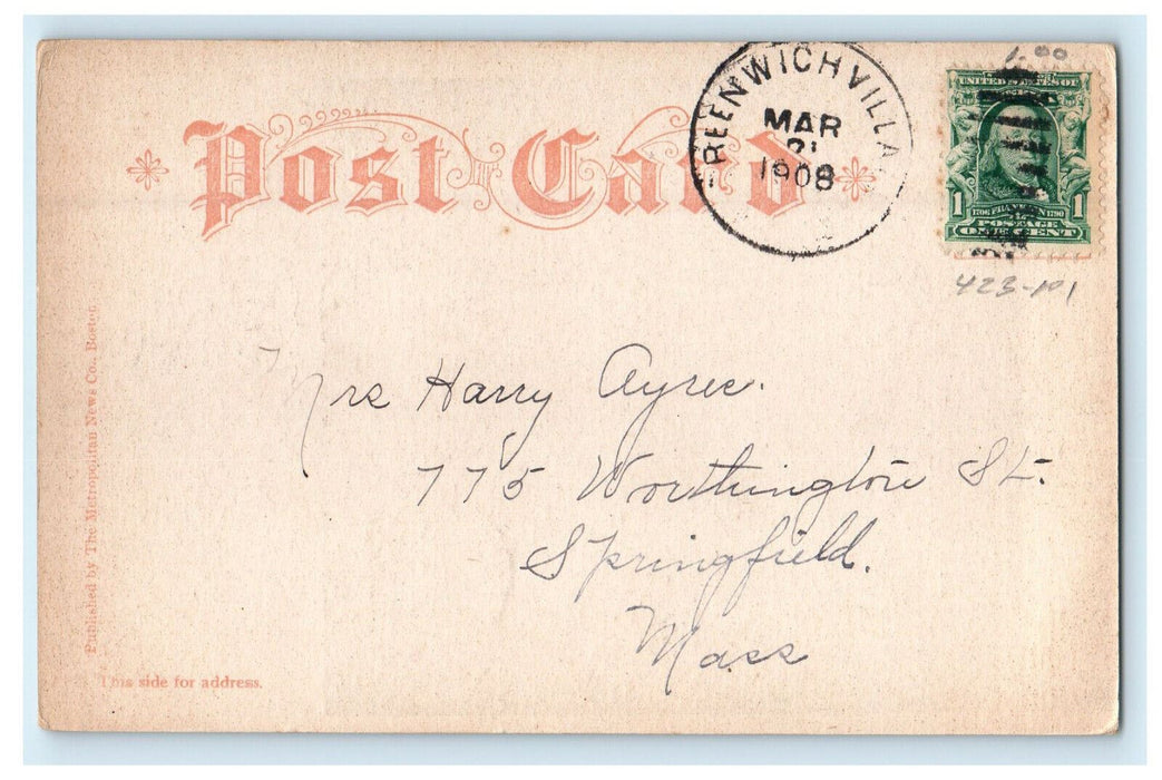 1908 St. Micheal's Cathedral, Springfield Massachusetts MA Posted Postcard