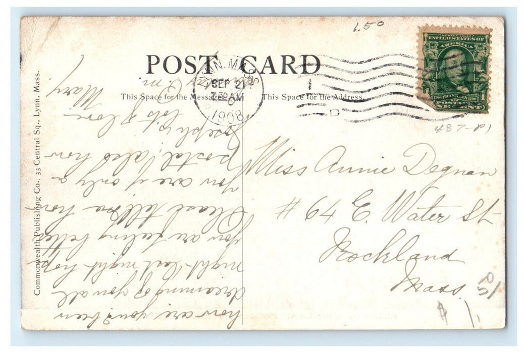 1908 Ruins of Highland Primary School, Fire Disaster, Chelsea MA Postcard
