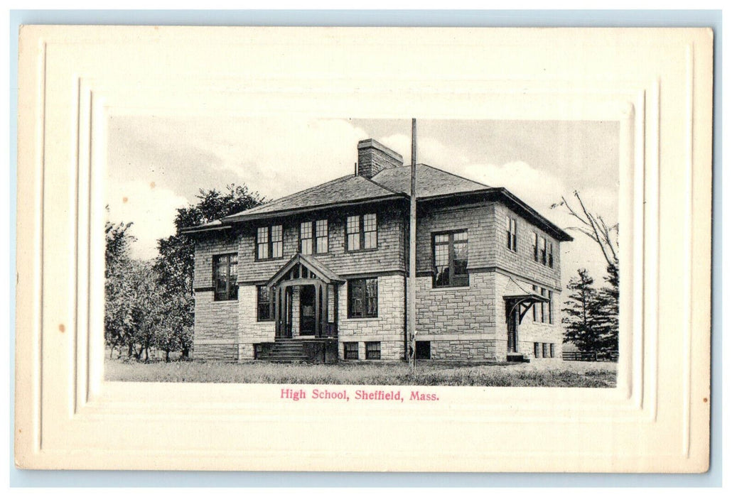 c1910s High School, Sheffield Massachusetts MA Unposted Antique Postcard