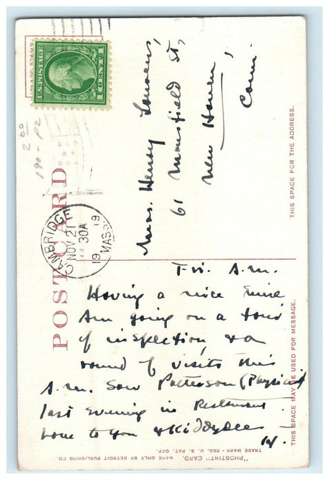 1919 Carriage Moving Quincy Street, Cambridge Massachusetts MA Postcard