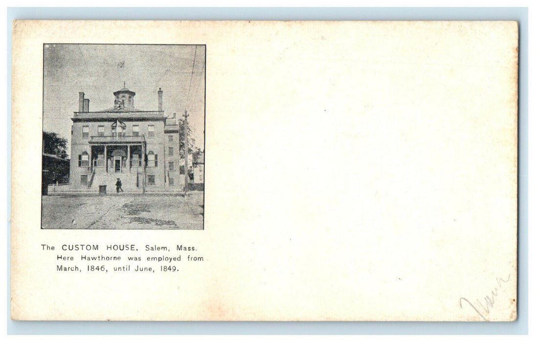 c1905s Custom House were Hawthorne Worked, Salem Massachusetts MA PMC Postcard