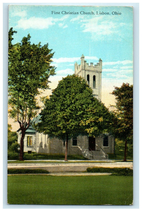 1929 First Christian Church, Lisbon Ohio OH Posted Vintage Postcard