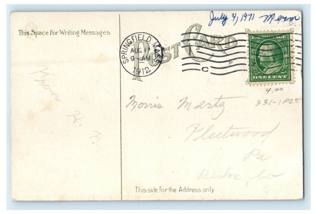 1912 Library and School, Forest Park, Springfield Massachusetts MA Postcard