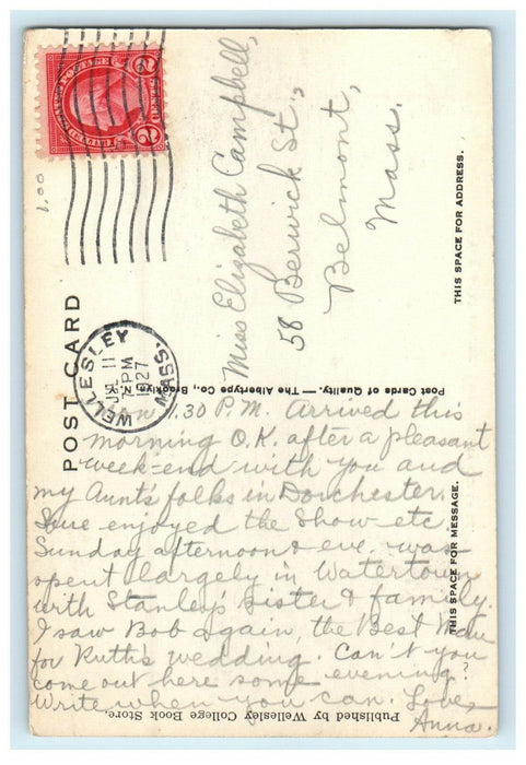 1927 The Boat House Wellesley College Wellesley MA Posted Postcard