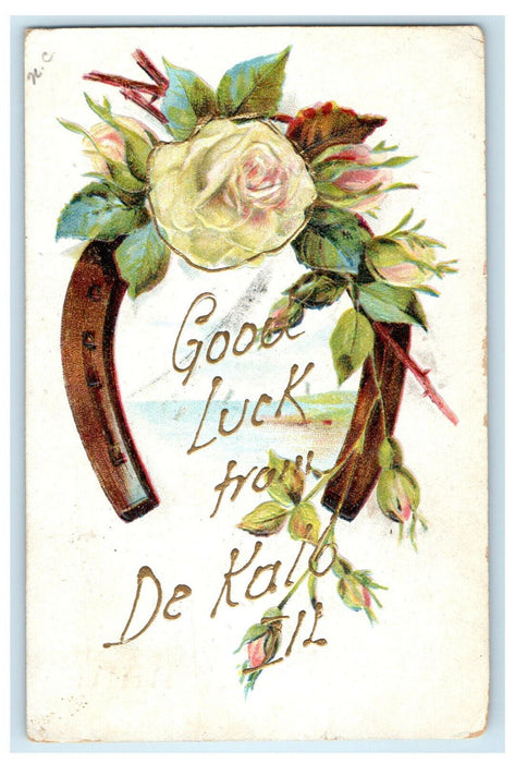 1908 Good Luck from De Kalb Illinois IL Antique Posted Postcard