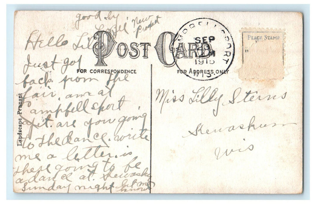 1915 Campbellsport WI Forest Lake Purple Pennant Minnesota MN Posted Postcard