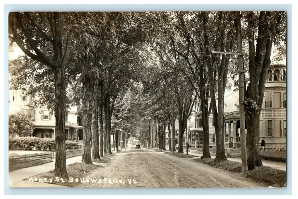 c1910's View Of Henry Street Bellows Falls Vermont VT RPPC Photo Postcard