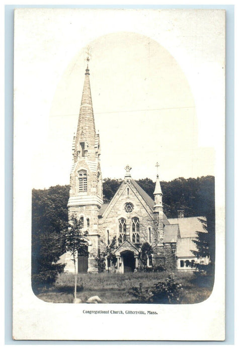 c1905 Congregational Church Gilbertville Massachusetts MA RPPC Photo Postcard