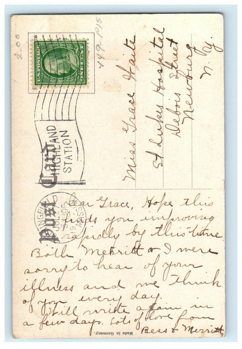 1909 Yacht Club and Conn River, Springfield Massachusetts MA Cancel Postcard