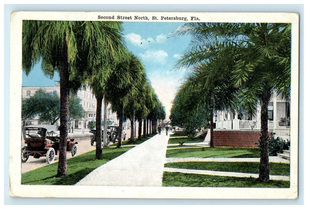 1917 View Of Second Street North St. Petersburg Florida FL Antique Postcard