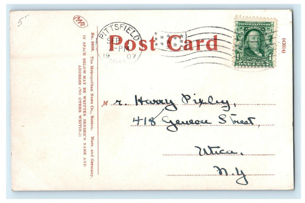 1907 Maplewood Hotel, Pittsfield, Massachusetts MA Posted Postcard