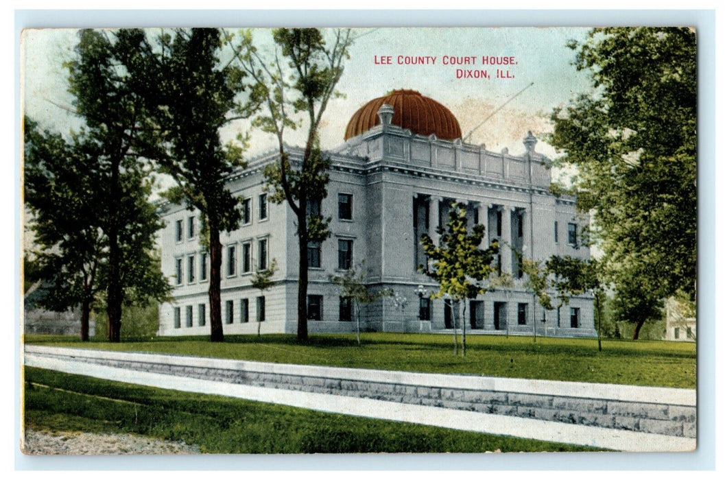 Lee County Court House Dixon Illinois c1910 Vintage Antique Postcard