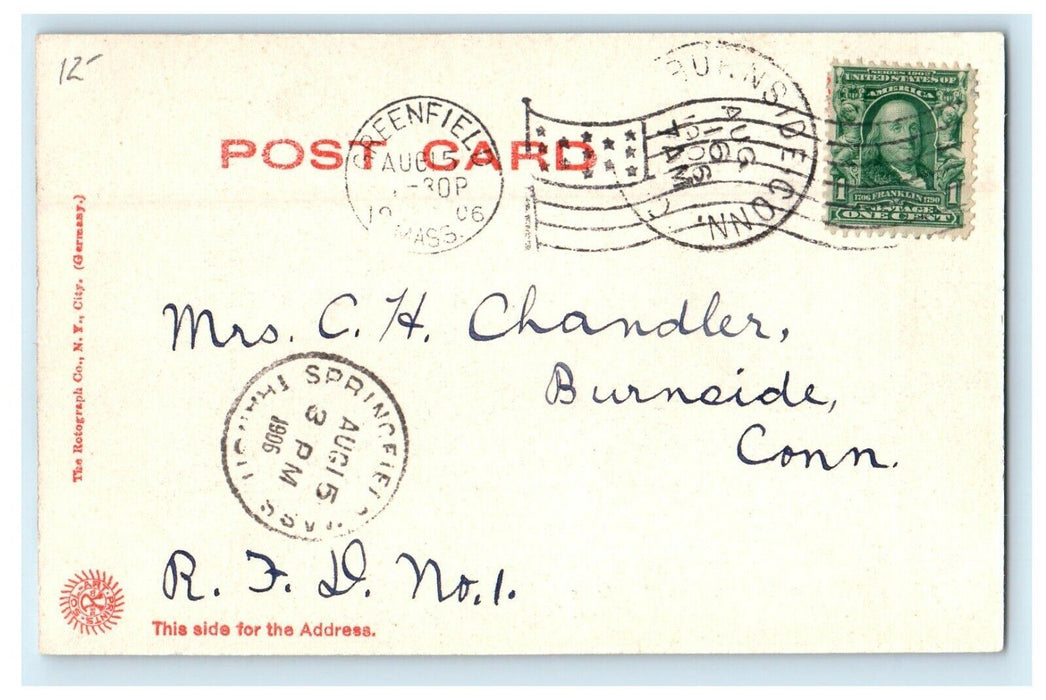 1906 Franklin County Hospital Greenfiled Massachusetts MA Rotograph Postcard