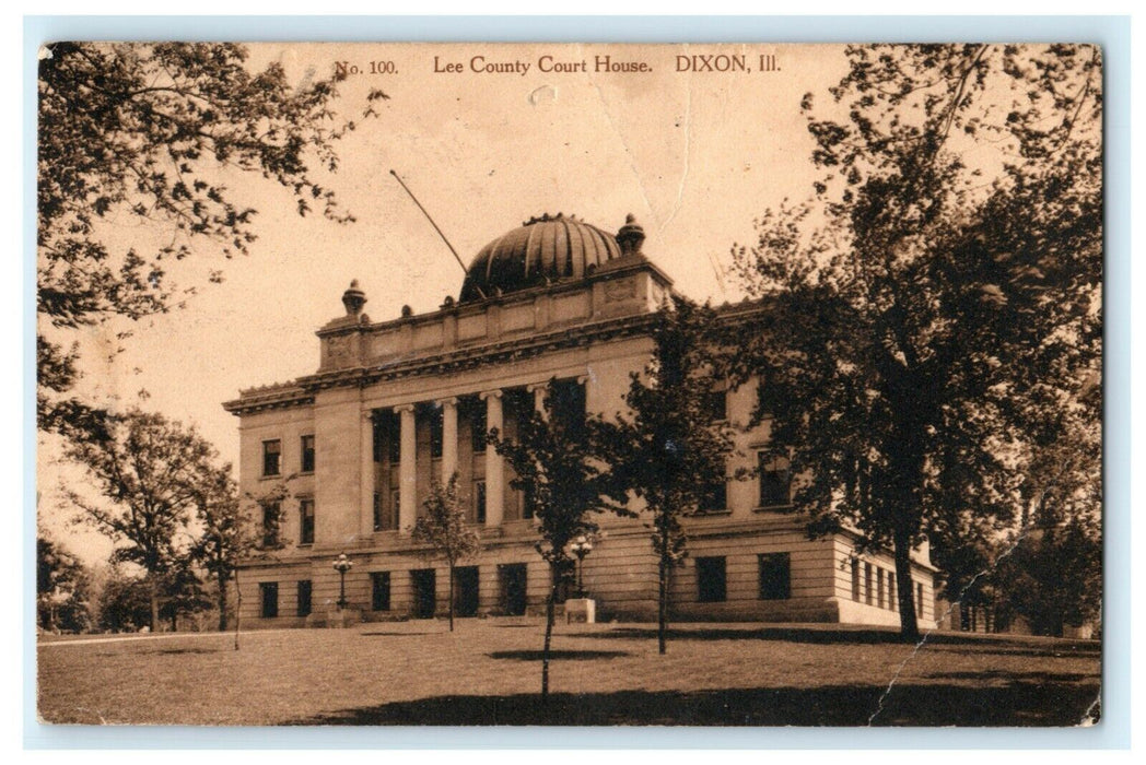 Lee County Court House Dixon Illinois 1910 Rochelle Vintage Antique Postcard