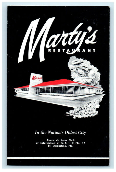 Marty's Restaurant In The Nation's Oldest City St. Augustine Florida FL Postcard