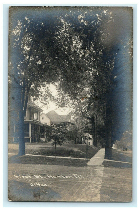 1st Street Ashton Illinois RPPC Photo House Home Vintage Antique Postcard