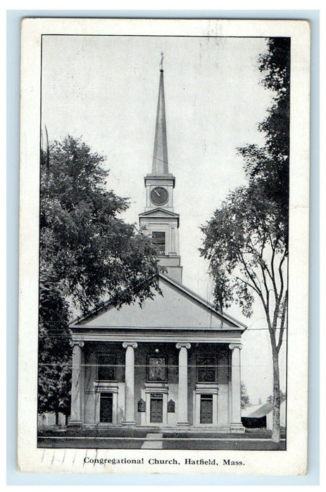 1924 Congregational Church Hatfield, Massachusetts MA Posted Postcard