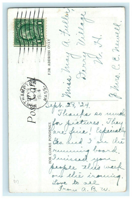 1924 Congregational Church Hatfield, Massachusetts MA Posted Postcard