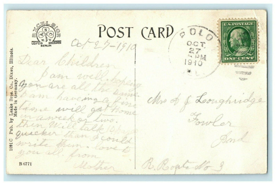 Dam and Power House Dixon Illinois 1910 Polo Vintage Antique Postcard