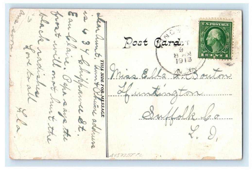 1913 "The Devens Hotel" Greenfield, Massachusetts MA Posted Postcard