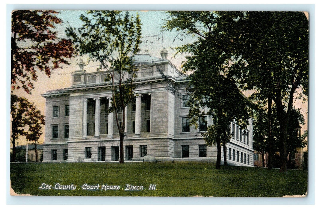 Lee County Court House Dixon Illinois 1909 Rock Falls Vintage Antique Postcard