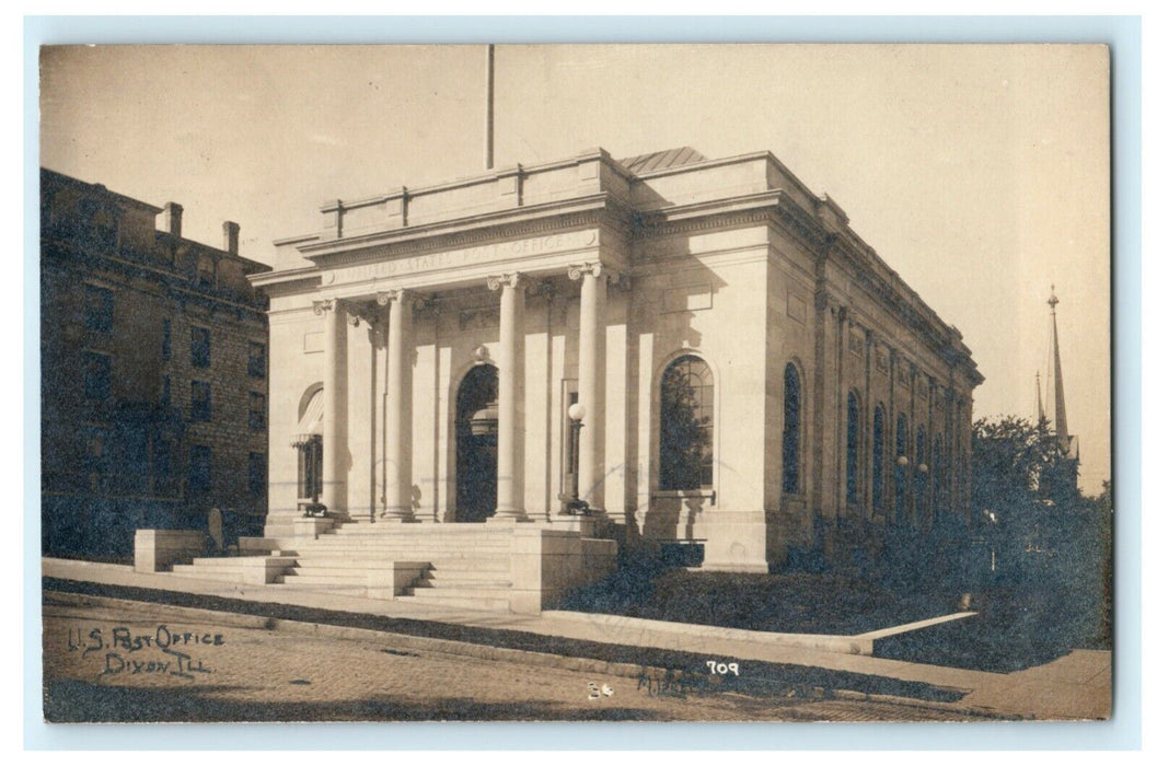 Dixon Illinois Post Office 1912 RPPC Photo Vintage Antique Postcard