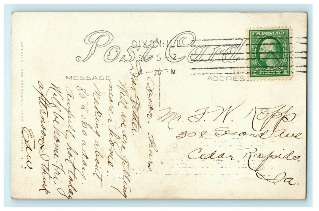 Dixon Illinois Post Office 1912 RPPC Photo Vintage Antique Postcard