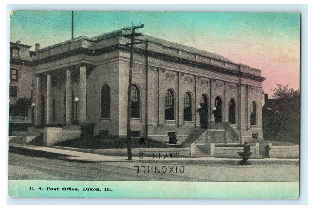 Post Office Dixon Illinois 1912 Centralia Vintage Antique Postcard