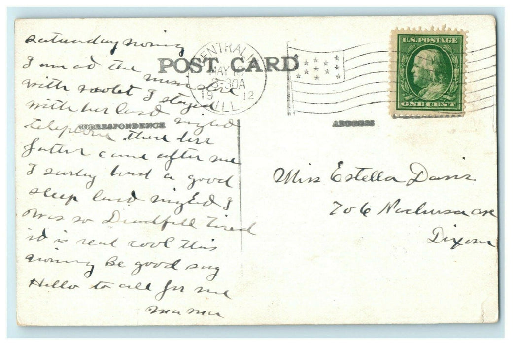 Post Office Dixon Illinois 1912 Centralia Vintage Antique Postcard