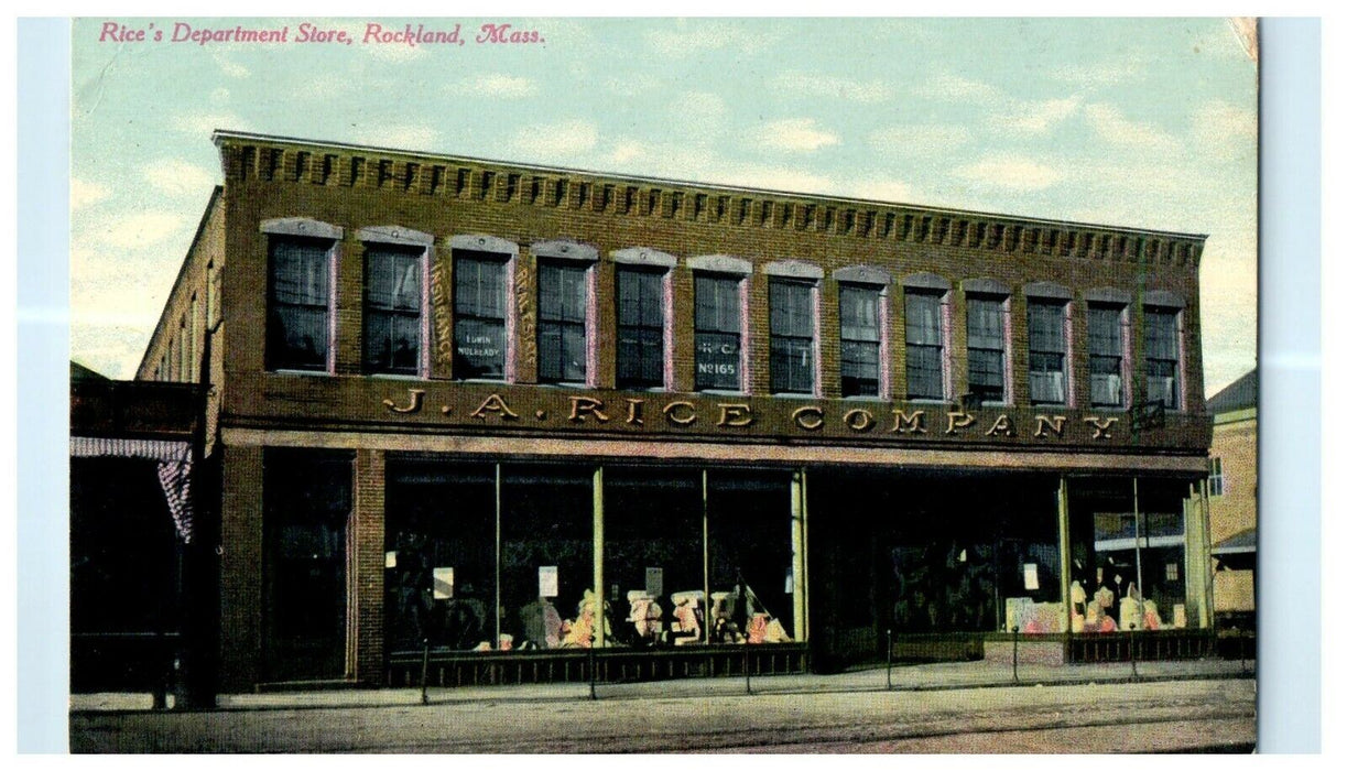 1910 Rice Department Store, Rockland Massachusetts MA Antique Postcard