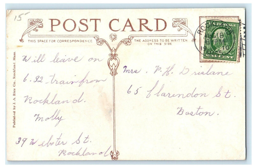 1910 Rice Department Store, Rockland Massachusetts MA Antique Postcard