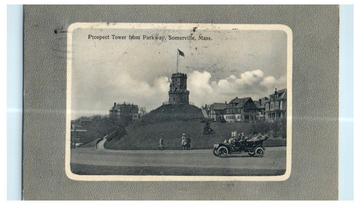 1912 Prospect Tower from Parkway, Somerville Massachusetts MA Antique Postcard