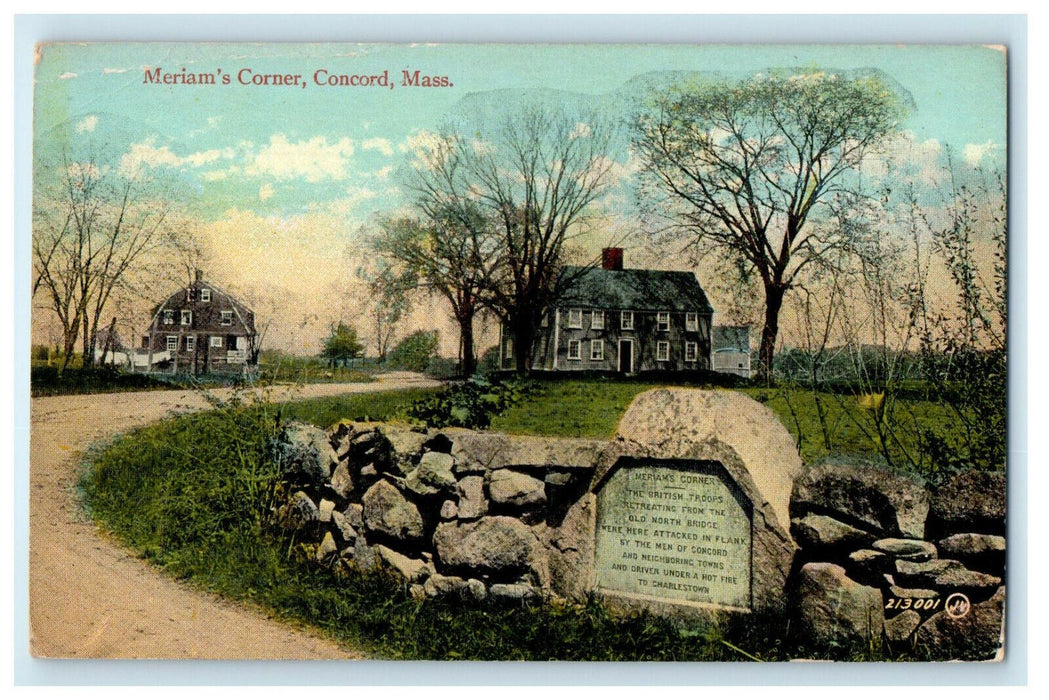 c1910 Meriam's Corner Concord Massachusetts MA Unposted Antique Postcard
