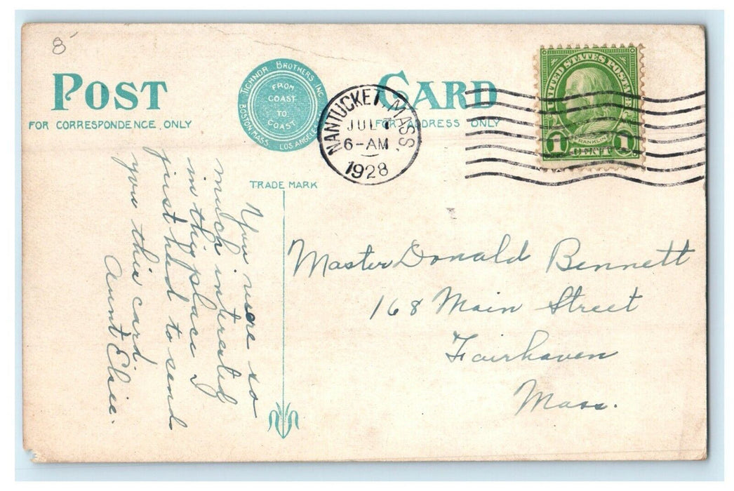 1928 Jail and House of Correction, Nantucket Massachusetts MA Postcard
