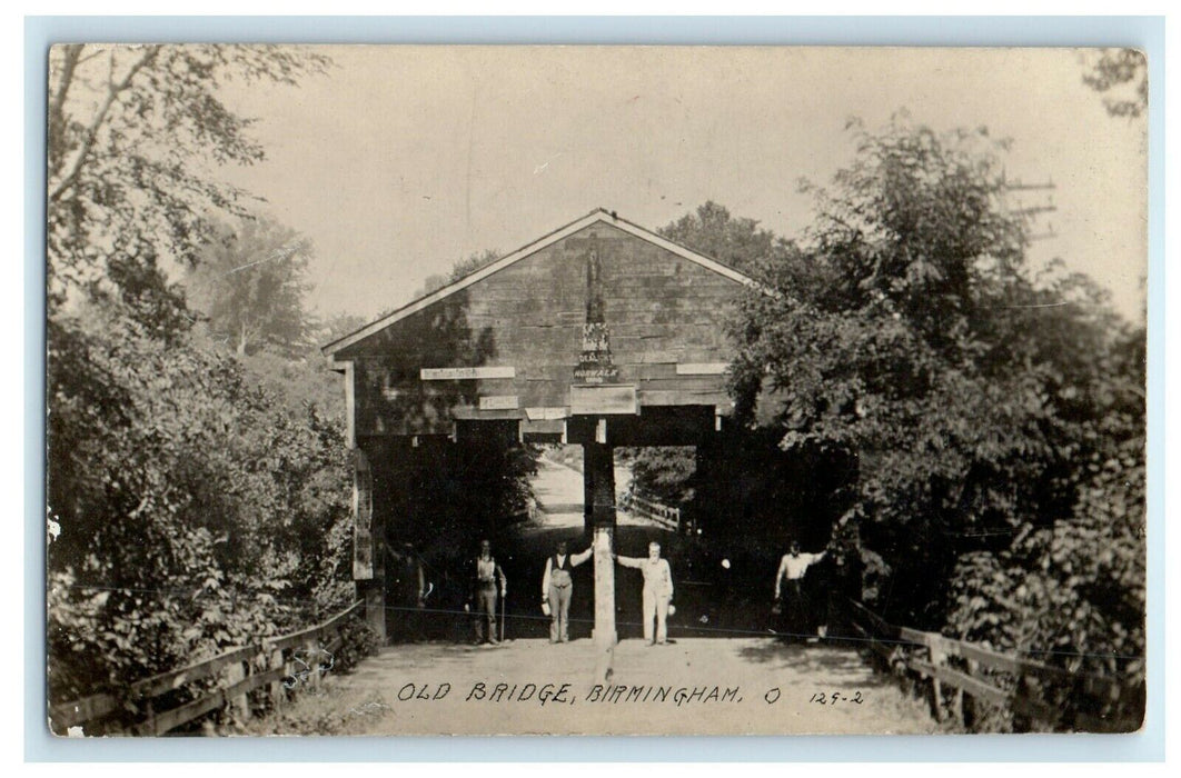 c1910 Old Bridge Birmingham Ohio OH 129-2 Norwalk RPPC Photo Unposted Postcard