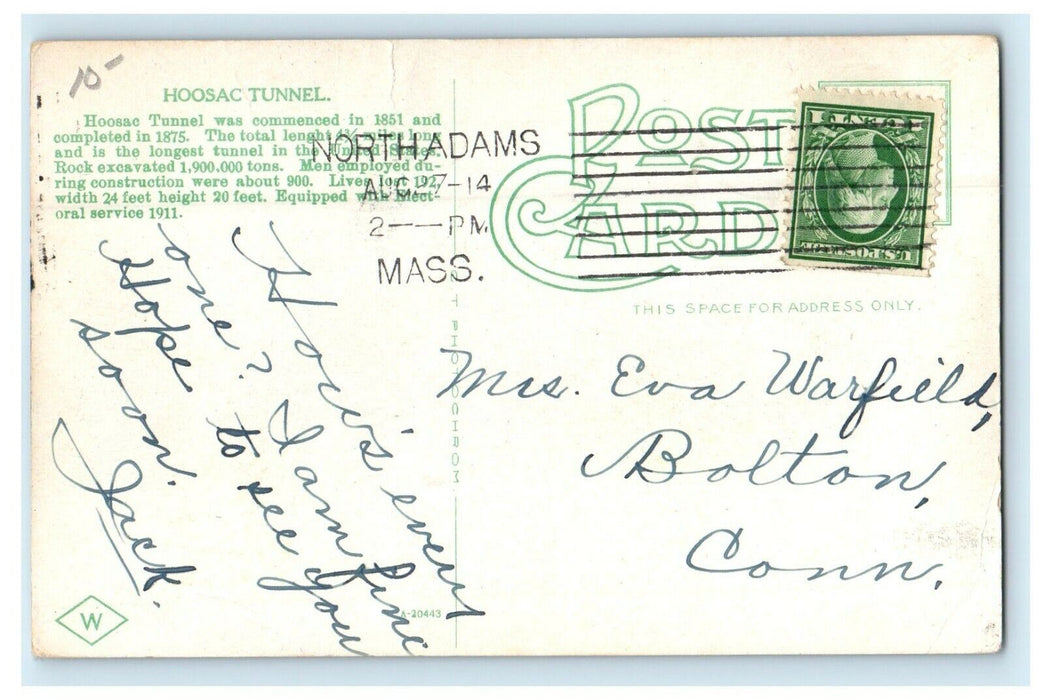 1914 Hoosac Tunnel West Portal Looking Out North Adams Massachusetts MA Postcard