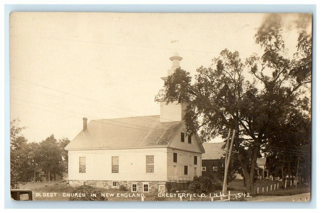 c1910's Oldest Church In New England Chesterfield NH RPPC Photo Postcard