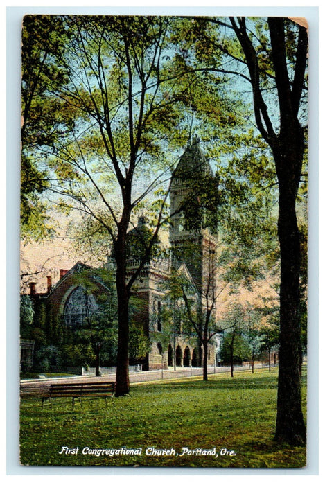 c1910s First Congregational Church Portland Oregon OR Antique Unposted Postcard