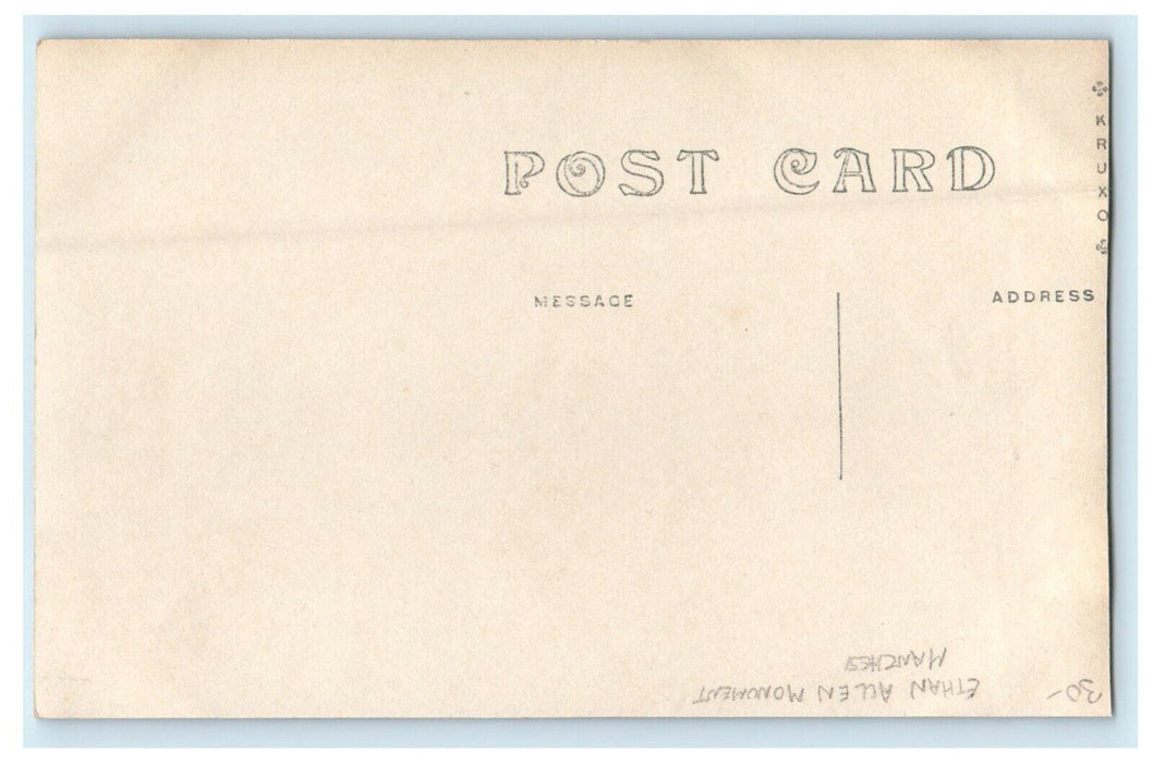 c1910's Ethan Allen Monument Manchester Vermont VT RPPC Photo Antique Postcard
