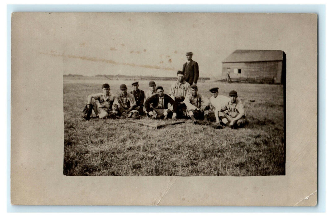Eldena Illinois Baseball Team 1912 RPPC Photo Vintage Antique Postcard