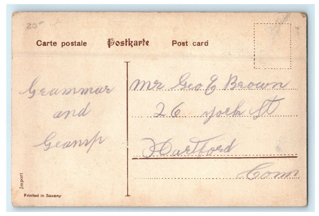 c1905 Old World Christmas Orange Robe Santa Claus Child Doll German Gel Postcard