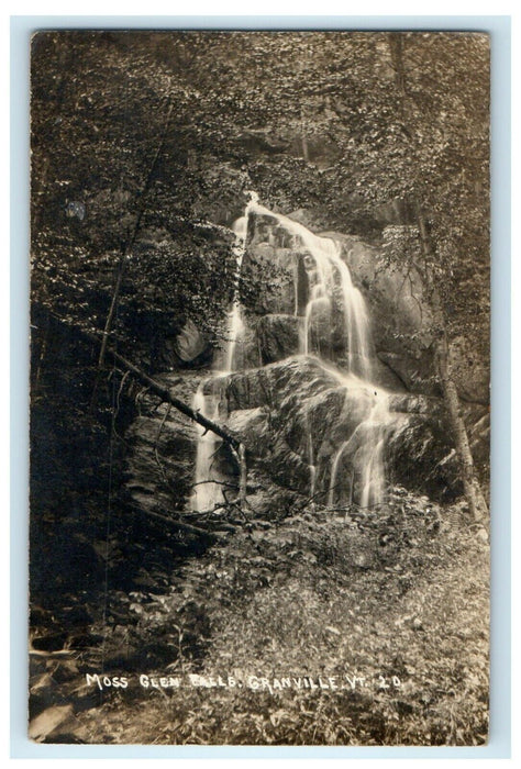 1910 Moss Glen Falls Waterfalls Granville Vermont VT RPPC Photo Antique Postcard