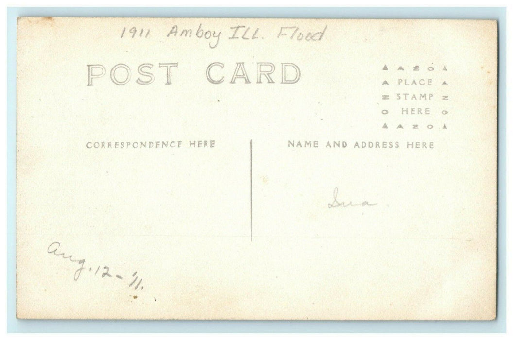 Flood Water Bridge Amboy Illinois 1911 RPPC Photo Vintage Antique Postcard