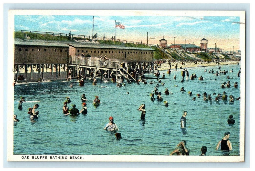 1924 Oak Bluffs Bathing Beach Cottage Massachusetts MA Posted Vintage Postcard