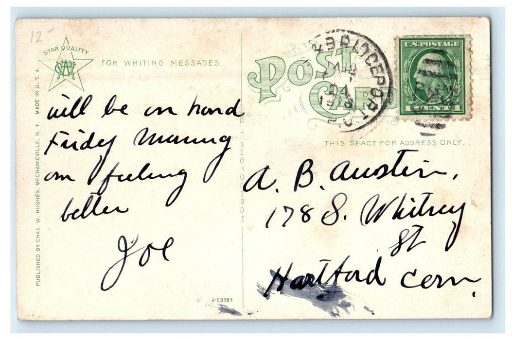 1916 Tranvia in Main Street, Great Barrington, Massachusetts MA RPO Postcard