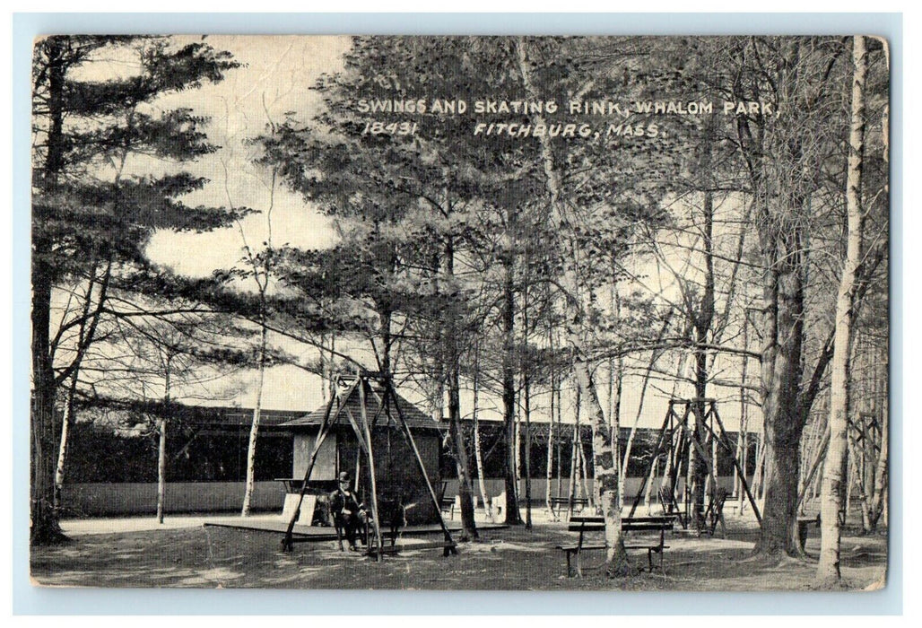 1911 Swings and Skating Rinks, Whalom Park Fitchburg Massachusetts MA Postcard