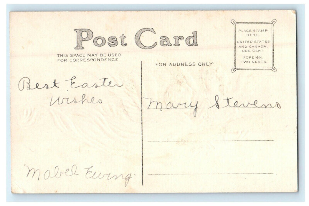 c1910 Easter Christ Is Risen Angels Floating With Gold Cross Embossed Postcard
