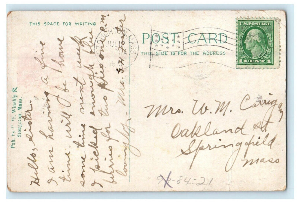 1913 Church of the Immaculate Conception Stoughton, Massachusetts MA Postcard